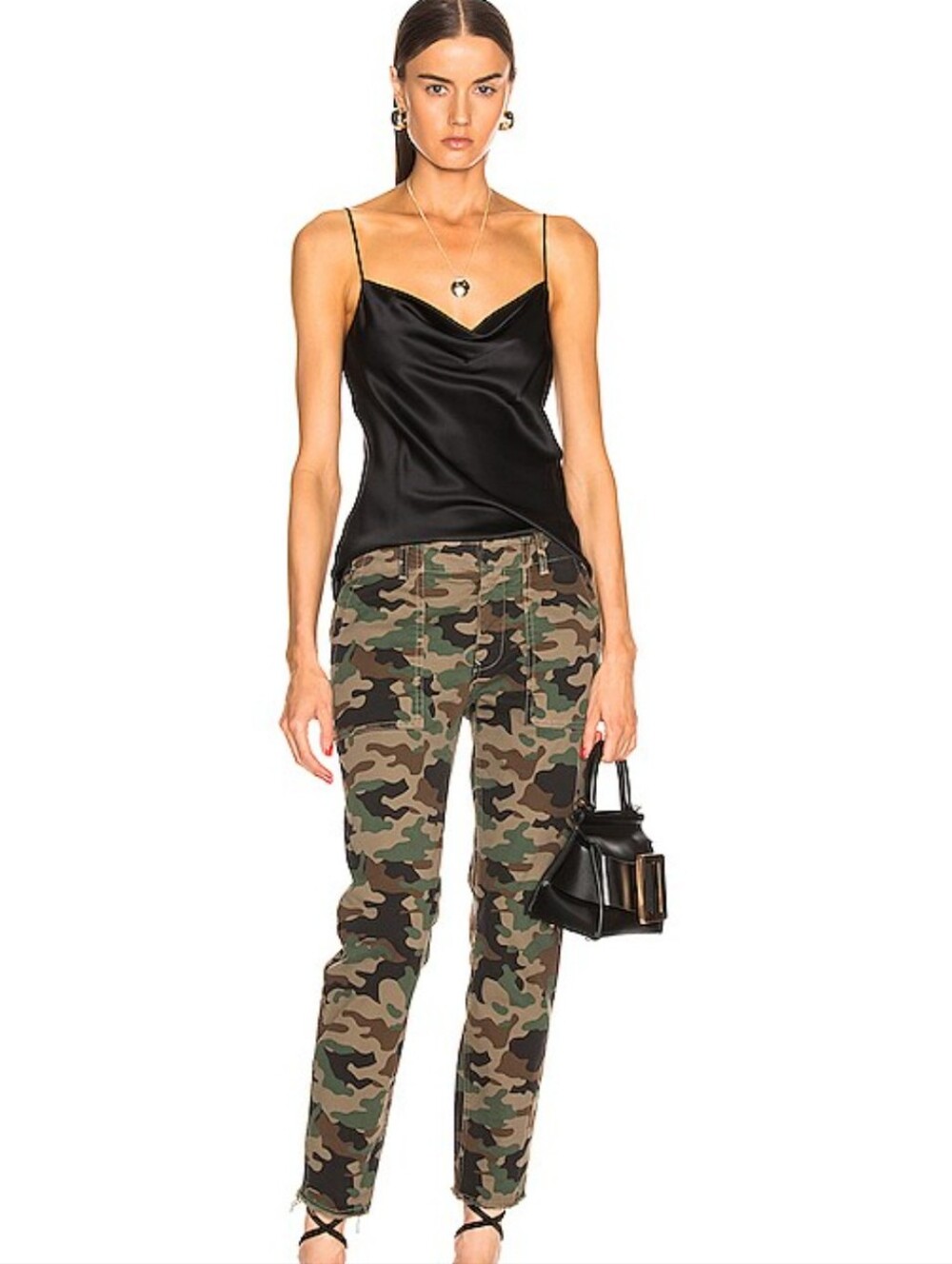 Nili Lotan Camo Green Side Stripe Ankle Pants Size 0